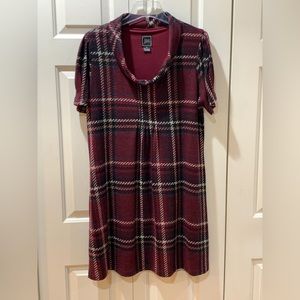 JH cowl neck plaid short sleeve dress size XL NWOT